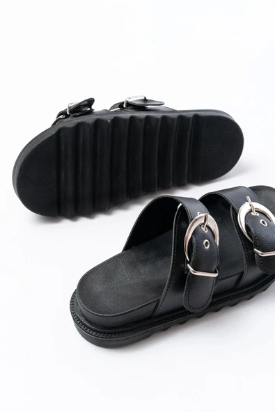 Dm-6010 Casual Women's Slippers With Black Buckle Accessory - Resim 5