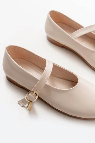 İnf-324 Bej Baretli Tokalı Günlük Kadın Babet - Resim 4