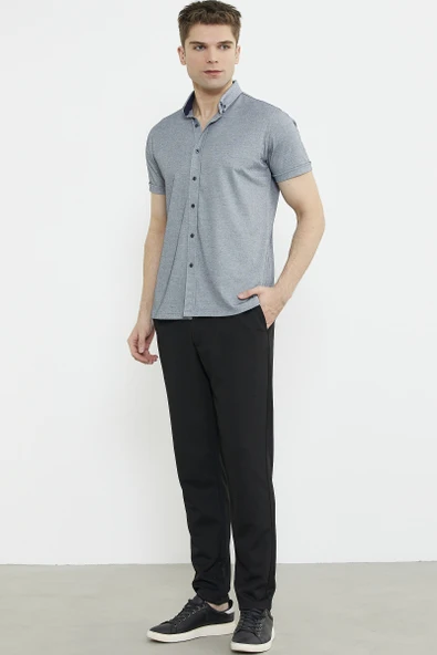 Yan Cepli Beli Lastikli Pantolon - Siyah - Resim 2