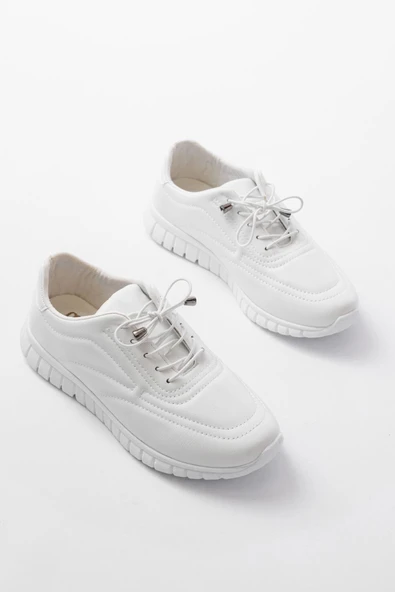 K-504 Beyaz Bağcıklı Desenli Günlük Spor Ayakkabı - Resim 5