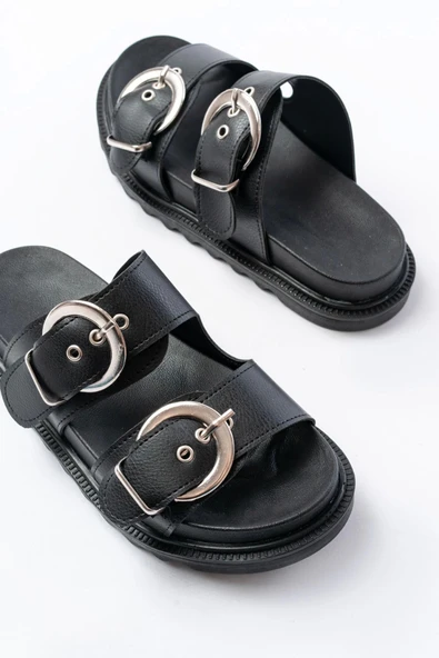 Dm-6010 Casual Women's Slippers With Black Buckle Accessory - Resim 4
