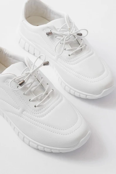 K-504 Beyaz Bağcıklı Desenli Günlük Spor Ayakkabı - Resim 3