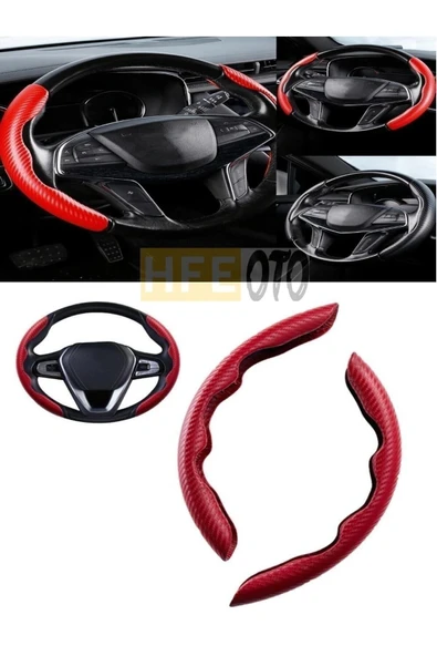 TEAMCAR Tofaş Şahin Uyumlu Direksiyon Koruyucu Kılıfı Kapak Kırmızı Kırmızı - 3