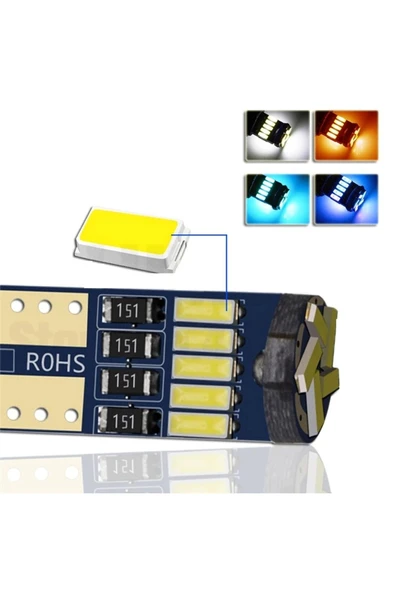 HRPAK T10 Led Ampul Park Led Plaka Led Tavan Led 15 Ledli 12v 5w KIRMIZI Canbus Led (2 adet) - 3