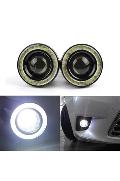 WALZEN 89mm Sarı Mercekli Angel Led Halkalı Sis Far 4000 Lümen Su Geçirmez - 6