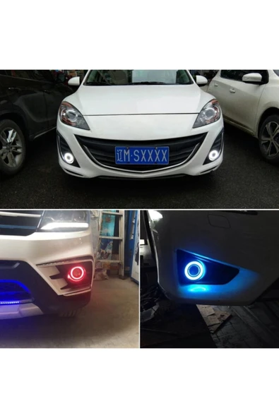 HRPAK 89 mm Mavi Mercekli Angel Led Halkalı Sis Far 4000 Lümen Su Geçirmez - Resim 6