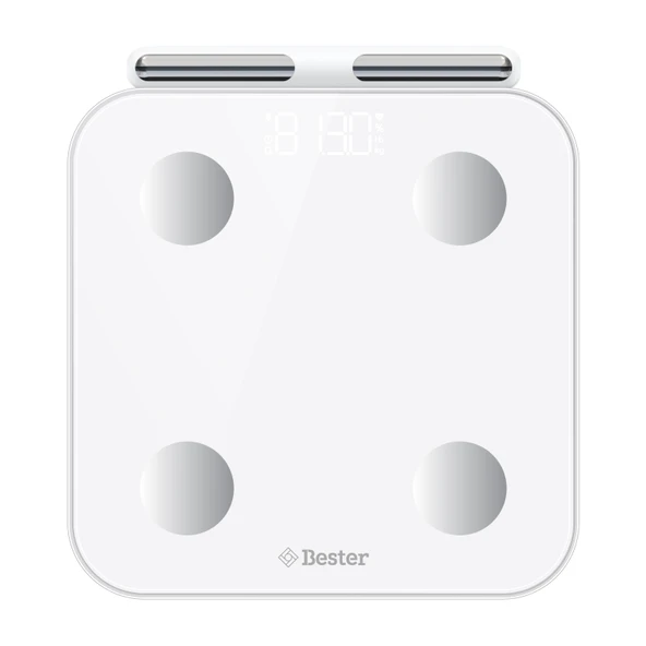Bester BS7230 8 Elektrotlu Akıllı Tartı – Kompakt Tasarım, LED Ekran, 56 Vücut Ölçümü, Bluetooth 5.0