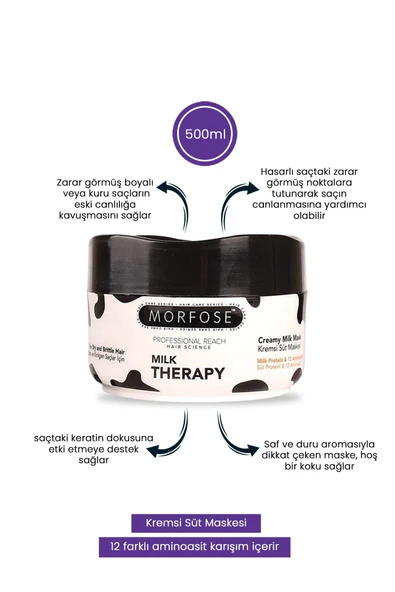 MORFOSE MİLK THERAPY KREMSİ SÜT SAÇ MASKESİ 500 ML
