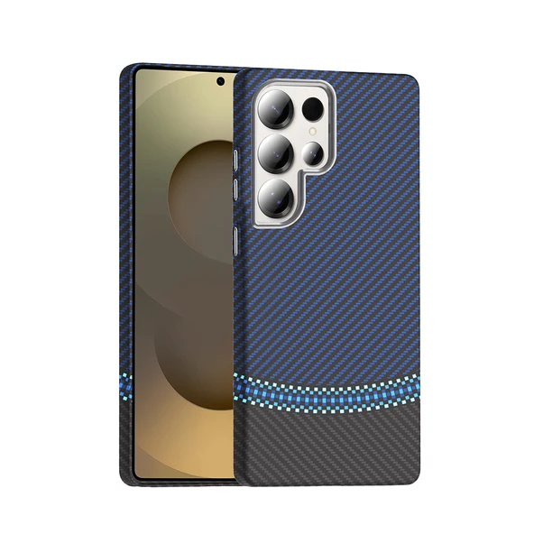 Galaxy S25 Ultra Kılıf M-safe Şarj Özellikli Karbon Fiber Görünümlü Gros Kılıf - Resim 5