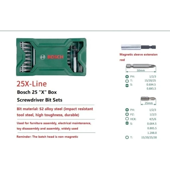 Bosch 25 Parçalı X-Line Vidalama Seti - 4