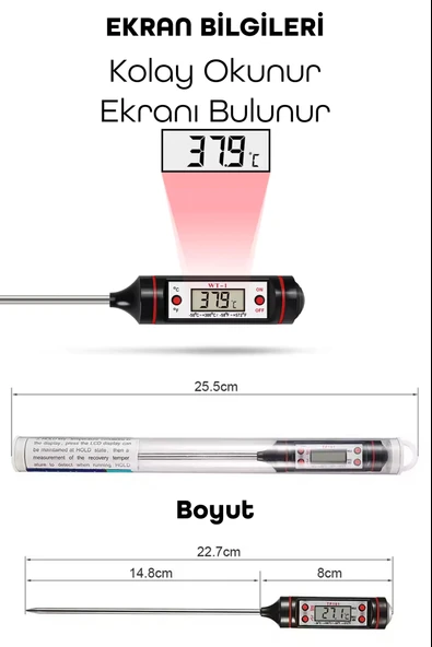 Dijital Gıda Termometresi Sıvı Gıda Et Su Süt Yiyecek Sıcaklık Ölçer Mutfak Için Gıda Termometre 027 - 4