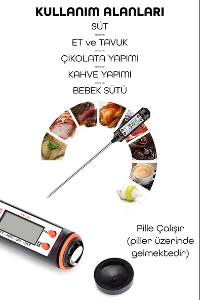 Dijital Gıda Termometresi Sıvı Gıda Et Su Süt Yiyecek Sıcaklık Ölçer Mutfak Için Gıda Termometre 027 - 3