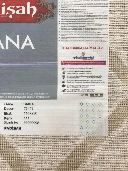 Padişah Halı Diana 73473 111 Serisi Salon Oturma Yatak Odası Halısı - Resim 8