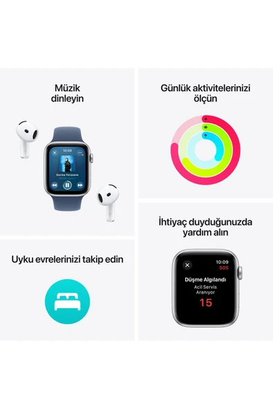 Apple Watch SE GPS 40mm Gece Yarısı Alüminyum Kasa + Gece Yarısı Spor Kordon - S/M (Apple Türkiye Garantili) - 3