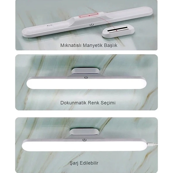 CATA CT-5249 6W martı USB şarjlı ledli aplik 3 Farklı renkli Lamba Kablosuz mıknatıslı mutfak dolap dokunmatik - 6