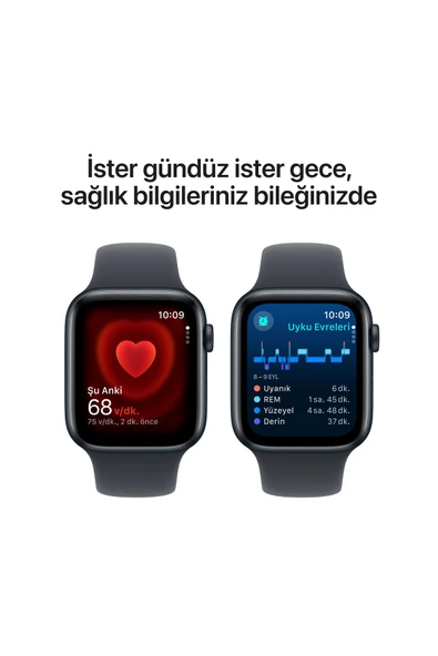 Apple Watch SE GPS 40mm Gece Yarısı Alüminyum Kasa + Gece Yarısı Spor Kordon - S/M (Apple Türkiye Garantili) - 5