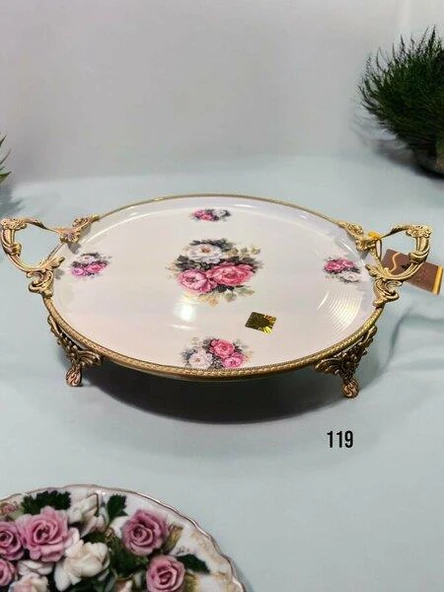 Royking Antique Yuvarlak Sunum Tabak 38x30x6CM RMN 119