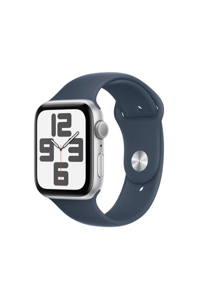 Apple Watch SE GPS 44mm Gümüş Alüminyum Kasa ve Fırtına Mavisi Spor Kordon - S/M (Apple Türkiye Garantili)