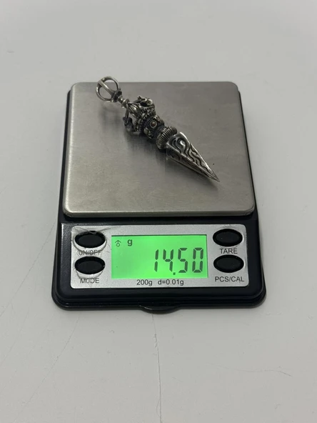 Mızrak Motifli 925 Ayar Gümüş Kolye Ucu 14,50 Gram - 6