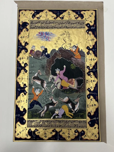 Altın Çağ'da Av Sanatı Adlı El Yapımı Minyatür Resim 30x18,5 cm