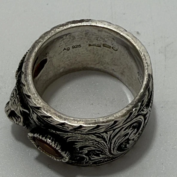 Gucci Kaplan Motifli 925 Ayar Gümüş Yüzük 16,9 Gram - 7
