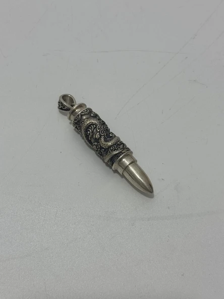 Mermi Motifli 925 Ayar Gümüş Kolye Ucu 20 Gram - 3