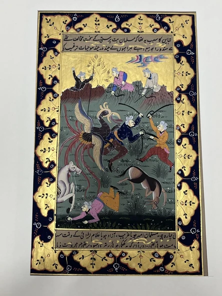 Kuşun Pençesindeki Kader Adlı El Yapımı Minyatür Resim 30x18,5 cm
