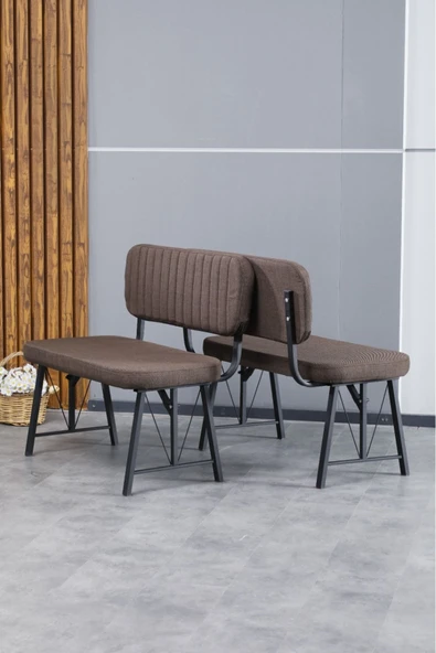 Hayat Serisi Mutfak, Yemek, Bahçe, Kafe, Modern Bench, Puf, 1 Adet - Kahverengi