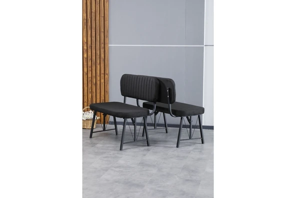Hayat Serisi Mutfak, Yemek, Bahçe, Kafe, Modern Bench, Puf, 1 Adet - Siyah
