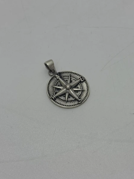 Pusula Motifli 925 Ayar Gümüş Kolye Ucu 9,75 Gram - 3