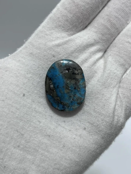 Okyanus Temalı Doğal Kabaşon Firuze Taşı 46,9 Karat - Turkuaz Taşı 9,39 Gram