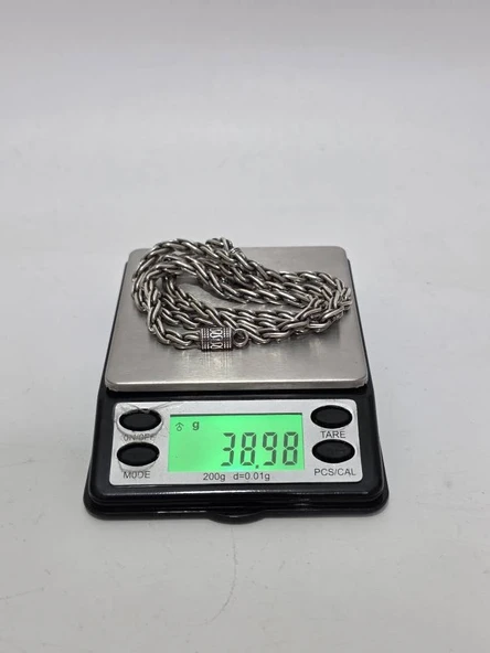 Zincir Motifli 925 Ayar Gümüş Kolye 4mm 38,95 Gram - 8
