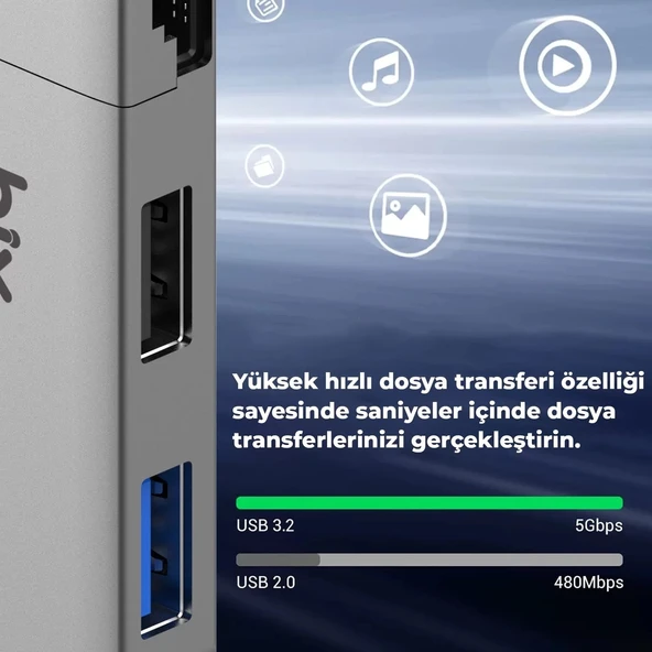 BX22HB USB to USB 3.2 USB 2.0 RJ45 Dönüştürücü Adaptör - 3
