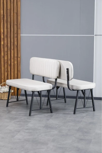 Hayat Serisi Mutfak, Yemek, Bahçe, Kafe, Modern Bench, Puf, 1 Adet - Krem