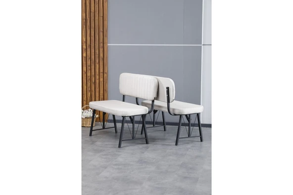 Hayat Serisi Mutfak, Yemek, Bahçe, Kafe, Modern Bench, Puf, 1 Adet - Krem