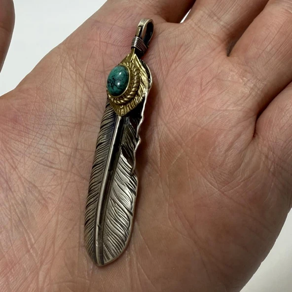 Goro's Takahashi Kuş Tüyü Motifli Gümüş Kolye Ucu 10,30 Gram - 5