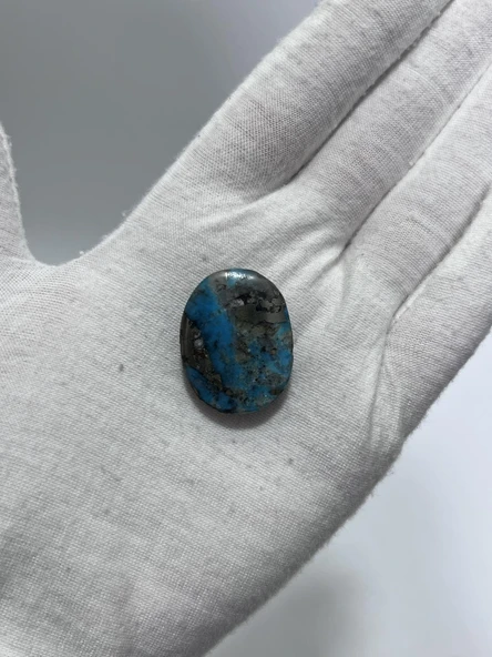 Okyanus Temalı Doğal Kabaşon Firuze Taşı 46,9 Karat - Turkuaz Taşı 9,39 Gram - 2