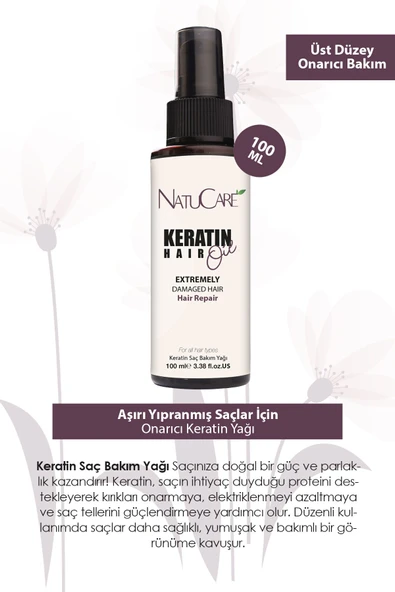 NatuCare Aşırı Yıpranmış Saçlar İçin Keratin Bakım Yağı 100ML - 2