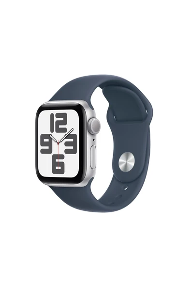 Apple Watch SE 2 2023 GPS 40mm Gümüş Rengi Alüminyum Kasa ve Fırtına Mavisi Spor Kordon Akıllı Saat (Apple Türkiye Garantili)