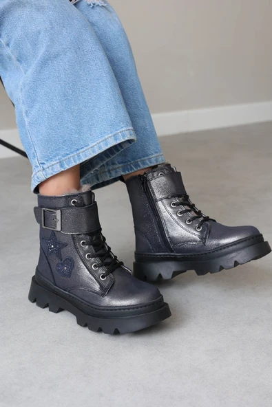 Hakiki Deri Kürklü  Unisex Çocuk Klasik Bot 157KXA1774