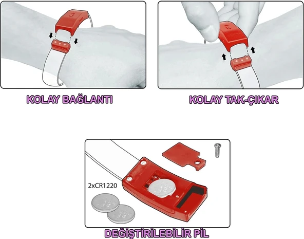 Festival  Parti Led Bileklik Baskı Yapılabilir 3 Farklı Mod Işıklı 1 Adet - 3