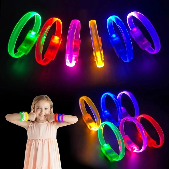 Festival  Parti Led Bileklik Baskı Yapılabilir 3 Farklı Mod Işıklı 1 Adet - 4