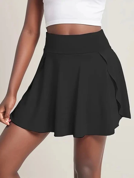 Kadın Yüksek Bel Cepli Sandy Short Etek - 6