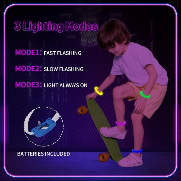 Festival  Parti Led Bileklik Baskı Yapılabilir 3 Farklı Mod Işıklı 1 Adet - 5