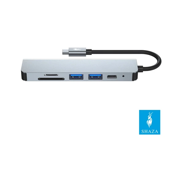 Shaza 6in1 USB Type-C Hub Port Adaptör HDMI Sd Kart USB Pd Girişli - 3