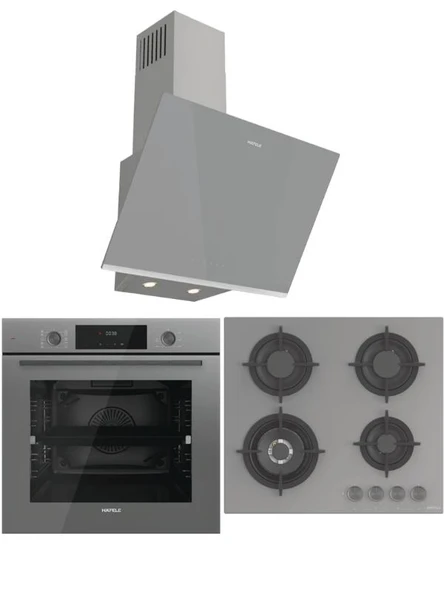 ORION Gri Ankastre Set (Ocak/Fırın/Davlumbaz)
