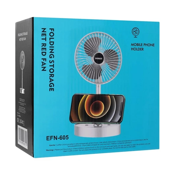 Everest EFN-605 Masaüstü Şarj Edilebilir Beyaz 800mAh Usb Fan - 2