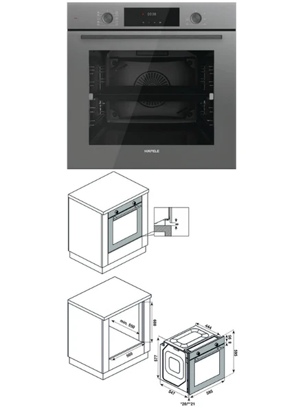 ORION Gri Ankastre Set (Ocak/Fırın/Davlumbaz) - 3