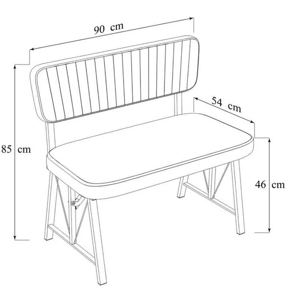 Hayat Serisi Mutfak, Yemek, Bahçe, Kafe, Modern Bench, Puf, 2 Adet - Açık Gri - 2