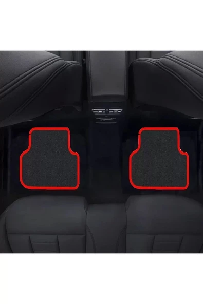 Mercedes CLA 2013- 2019  Siyah Halı Kırmızı Kenar Petek Topuk - 2